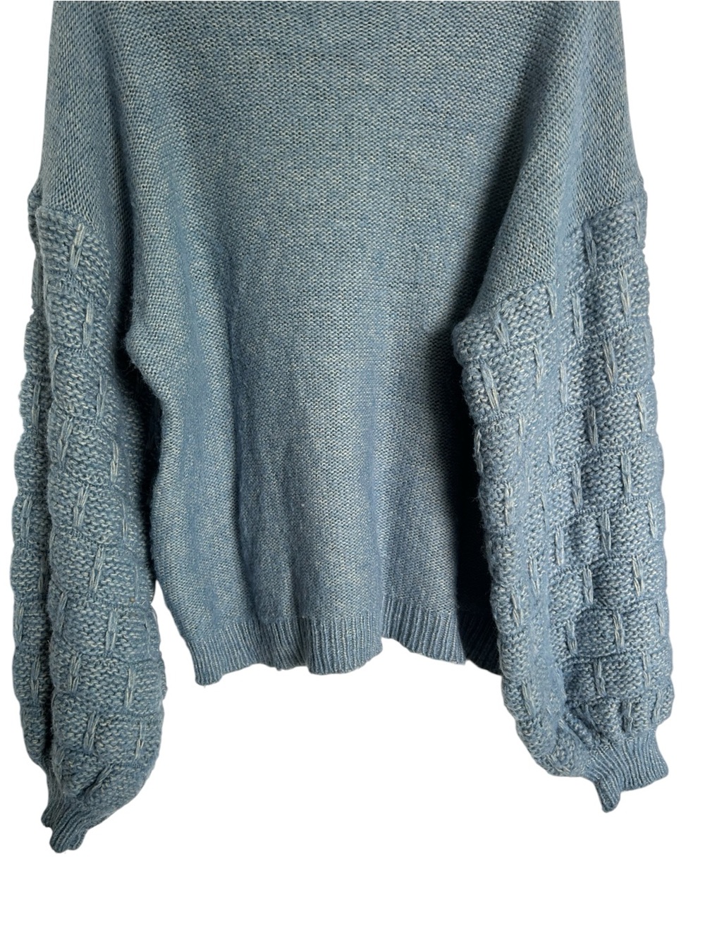 &Merci Boutique Crew neck bubble textured sleeve sweater - Blue Size Medium - Picture 5 of 11